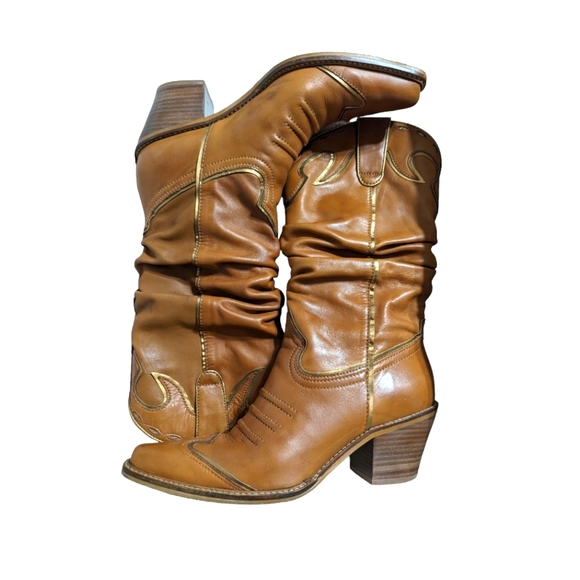 Gianni Bini Shoes - Gianni Bini Wade211 Brown Slouchy Cowboy Boots Size 7 Medium